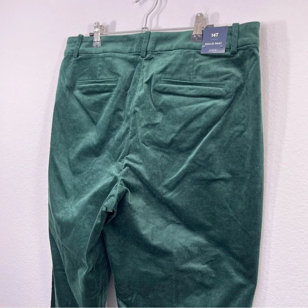 J.Crew NWT Velvet Kallie pant Darkest Forest size 14 Tall - Picture 4 of 11